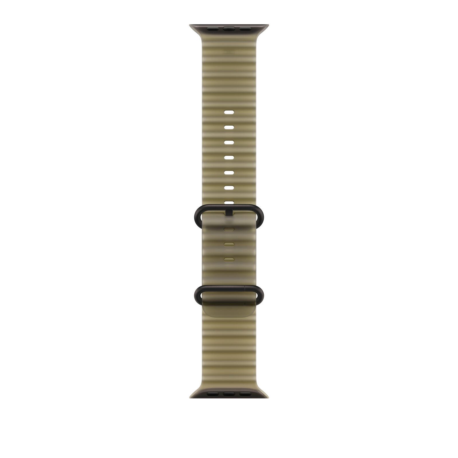 Bracelet Apple Watch 49 mm en silicone translucide vert algue - Titane noir