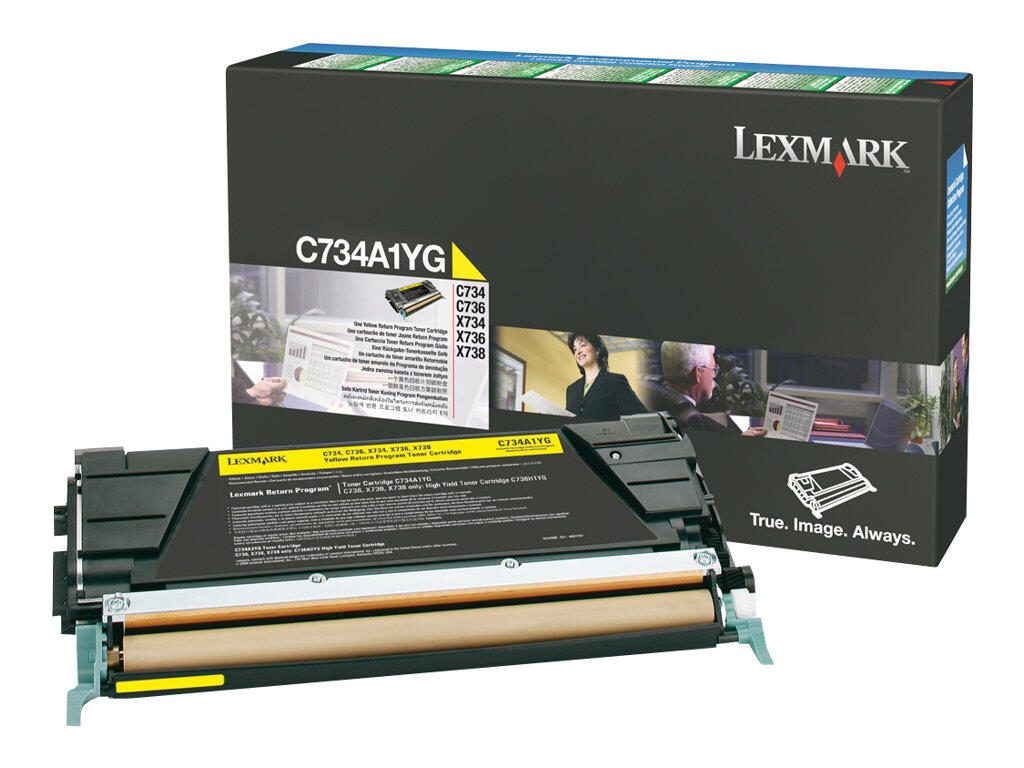 Cartouche de toner jaune Lexmark Original 6 000 pages (C734A1YG) pour C734dn/dtn/dw/n, C736dn/dtn/n, X734de, X736de, X738de/dte