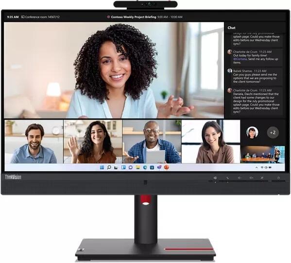 Écran Lenovo ThinkVision T24mv-30 60,5 cm (23,8 pouces) Full HD, IPS, 4 ms, HDMI, DisplayPort, USB-C, USB-A, LAN, Webcam