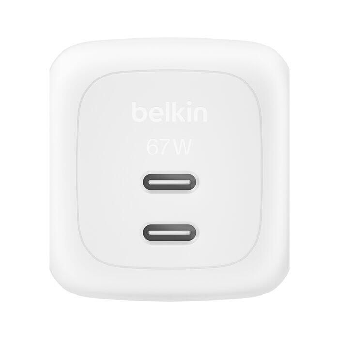 Chargeur Belkin BoostCharge Pro 67 W 2x USB-C GaN, blanc