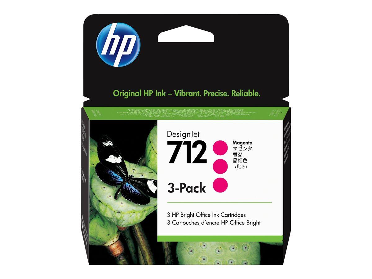 Cartouches d'encre HP Original 712, pack de 3 magenta 29 ml (3ED77A)