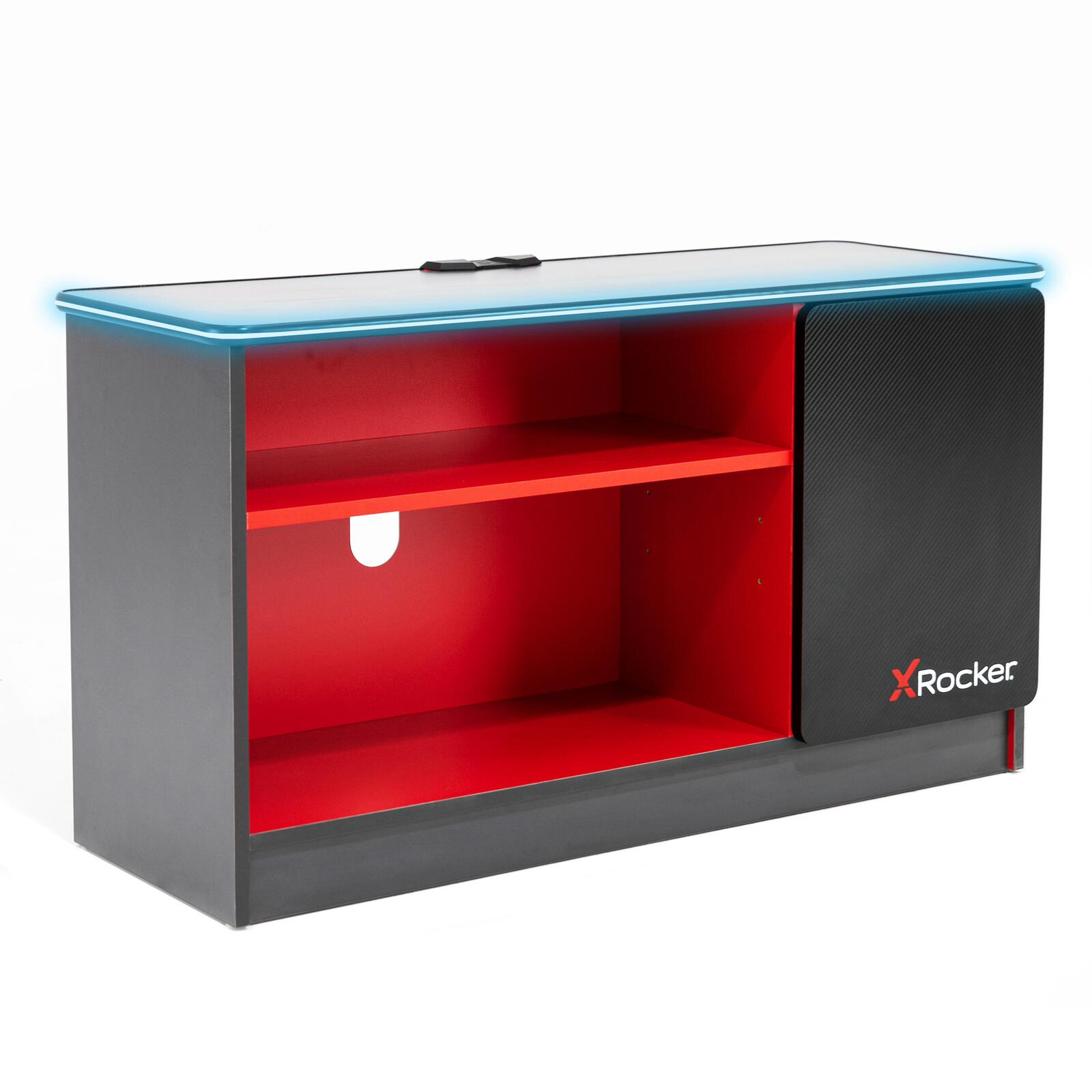 Support TV gaming X Rocker Carbon-Tek avec éclairage LED - gris/rouge