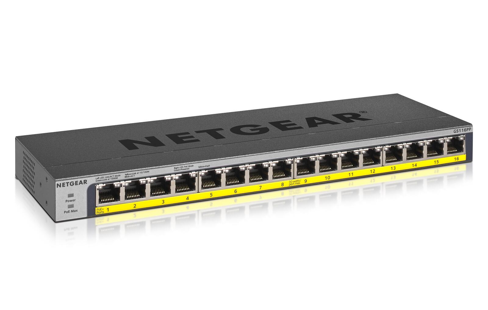 Netgear GS116PP 16 ports Gigabit PoE+ 183 W Switch non géré