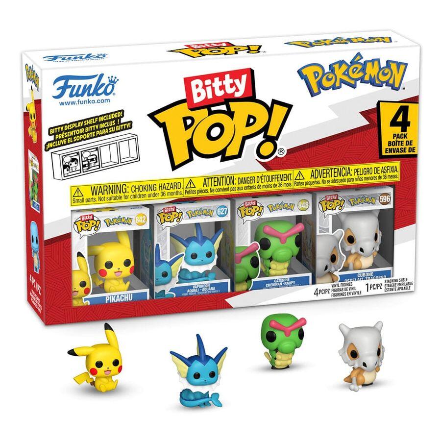 Funko Pop! Games Figurenset Bitty Pop Pokémon Série 1 - Pack de 4 (Pikachu + Aquana + Raupy + Tragosso)